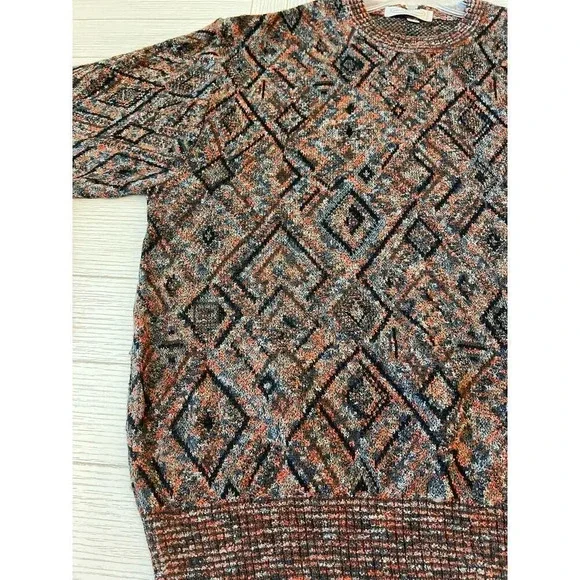 Pronto-Uomo Firenxe men's /unisex XL geometric print‎ rust, blue & black sweater - Picture 2 of 7